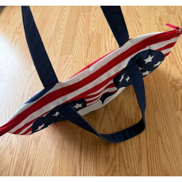 Disney Mickey Mouse Red White Blue Stars Stripes Tote Bag Patriotic Canvas Zip - Picture 8 of 12